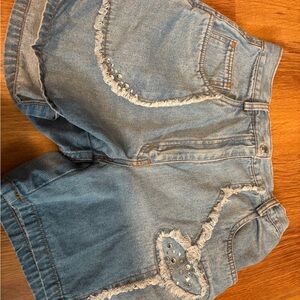 Class Club Blue Jean Shorts with White Accents